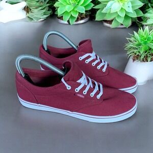 Vans Canvas Sneakers Low Top Casual Shoes Maroon‎ Women's Size 9.5